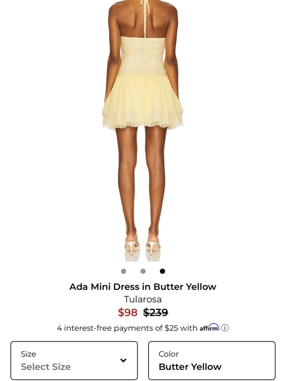 Tularosa- Ada Mini Dress in Butter Yellow - Picture 3 of 6